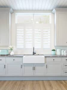 Faux Wood Shutters - in a Kitchen - The Scottish Shutter Company