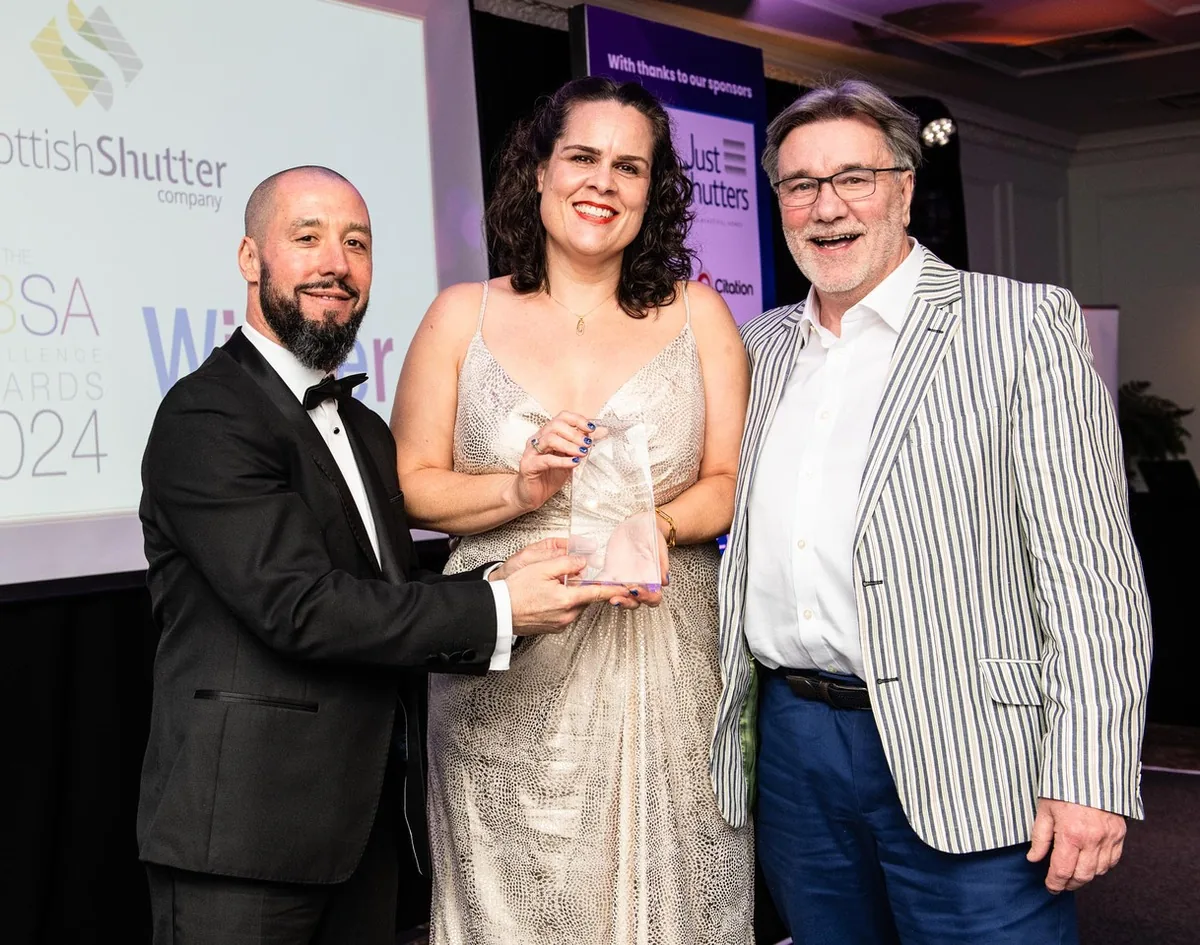 Judith D'Ambrosio collecting the Best Marketing award at the BBSA Awards 2024