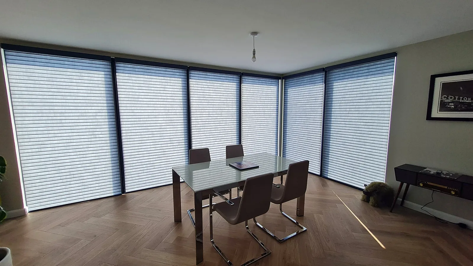 Luxaflex Silhouette blinds filtering light in a bright room