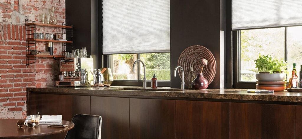Patterned Luxaflex Duette blind - Ideal for kitchen windows - The Scottish Shutter Company