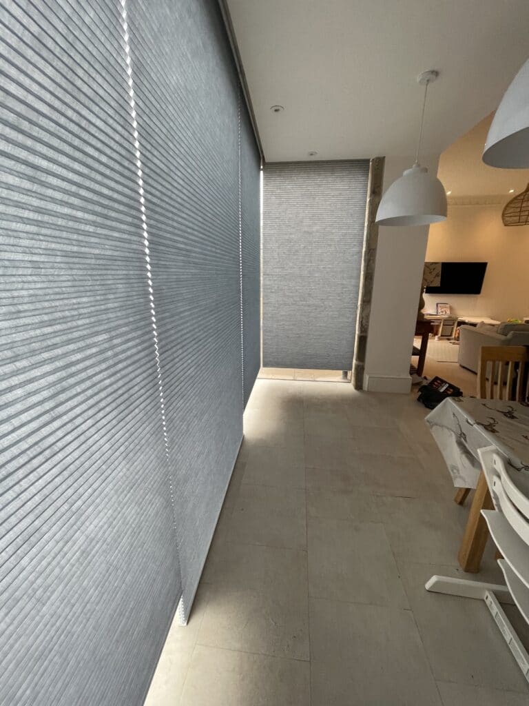 Luxaflex motorised Duette insulating blinds on large glazed areas - The Scottish Shutter Company