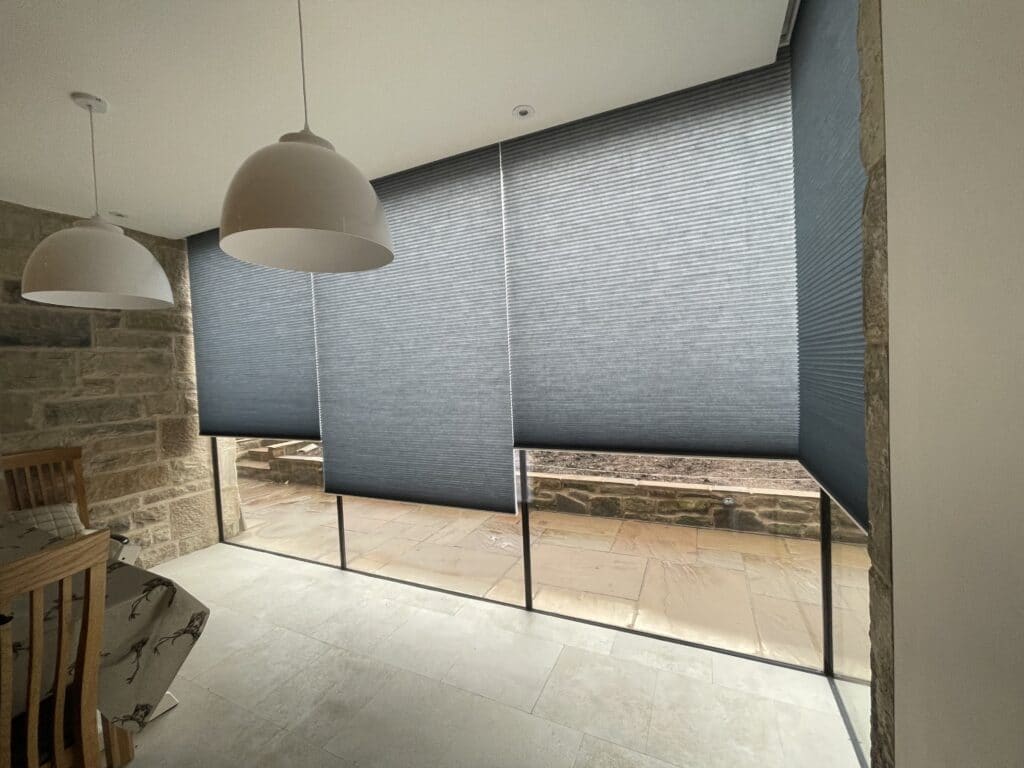 Cavity concealed, motorised translucent Luxaflex Duette insulating blinds - The Scottish Shutter Company