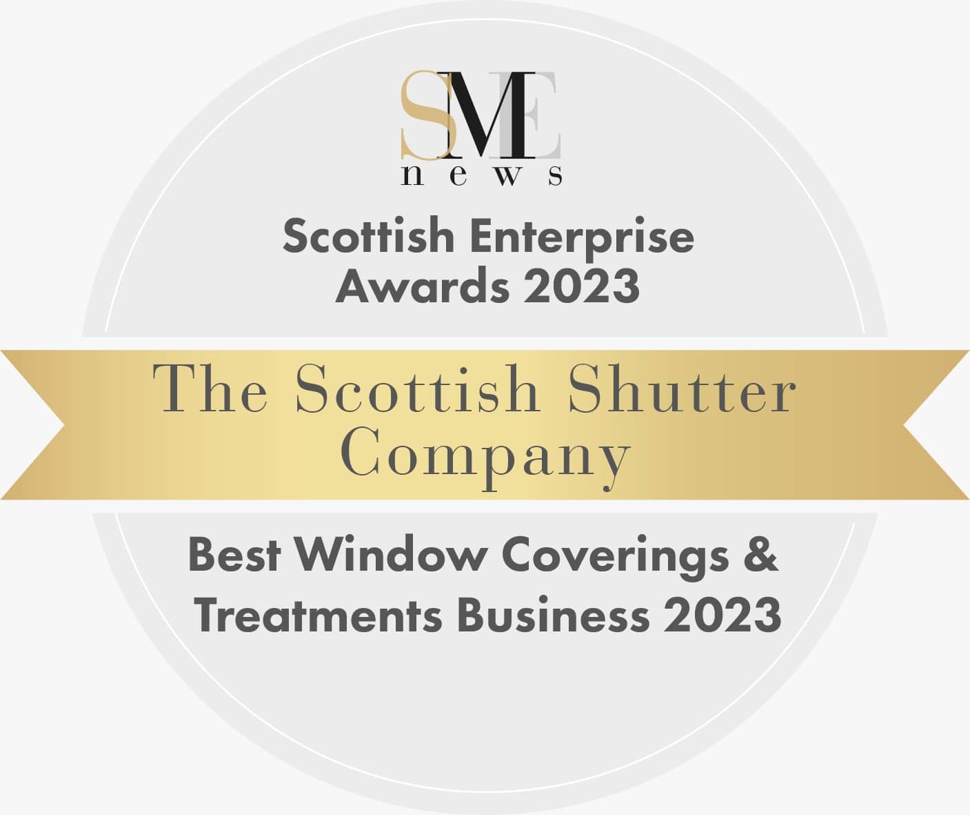 Scottish Enterprise Awards 2023 logo - winners for best window coverings & treatments business