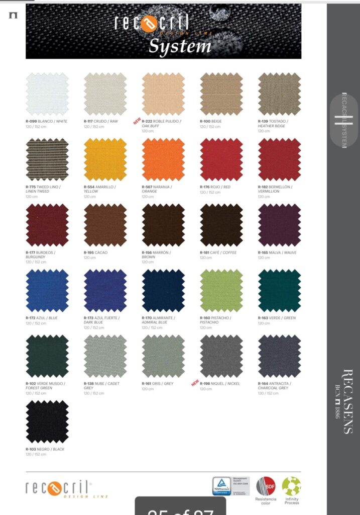 Butterfly Awning Fabric Colours