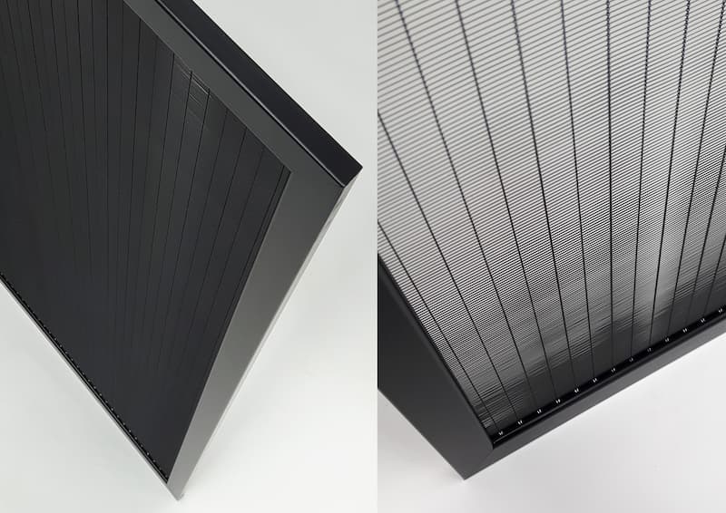 micro louvre screens close up at 2 different angles to show privacy