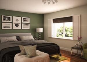 Room Darkening Shutter & Shade in a Bedroom from the Scottish Shutter Company